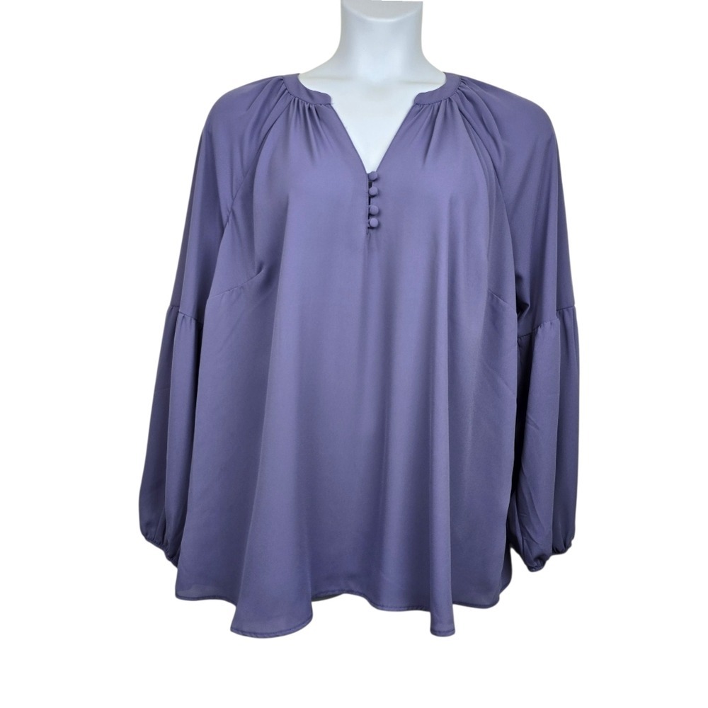 Torrid Womens Puff Sleeve Purple Georgette Peasant Blouse Size 2X NWT